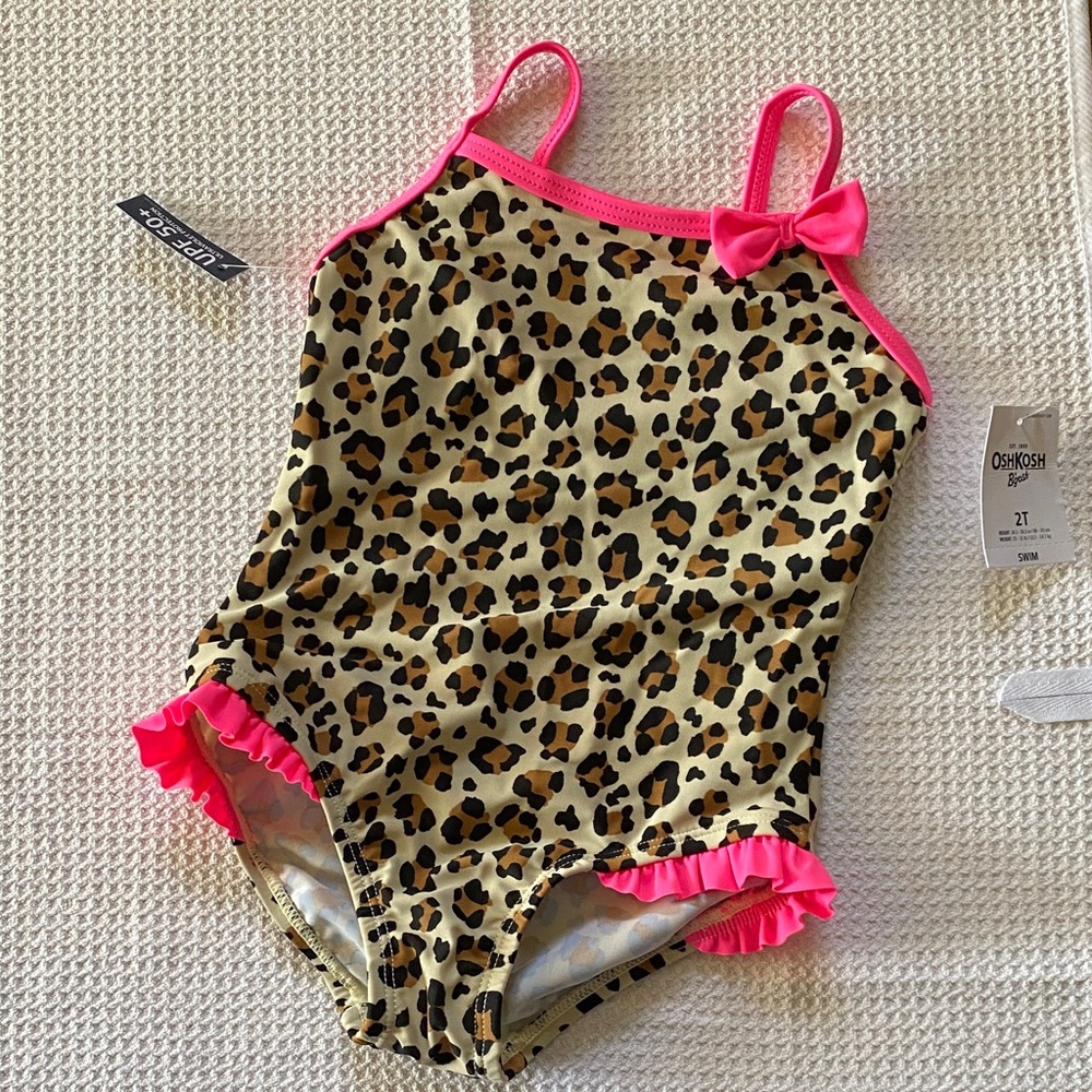 OshKosh B'gosh Leopard Print One Piece with Pink Trim